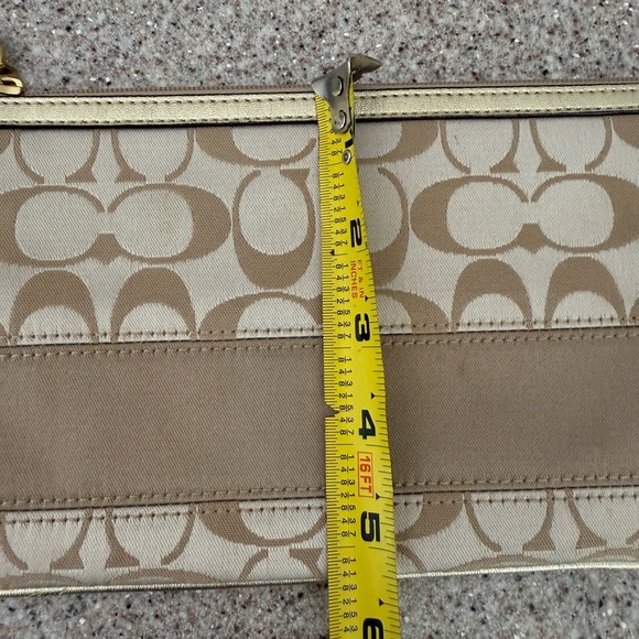 Coach Legacy Stripe Tan Clutch with Signature Monogram - Picture 4 of 8